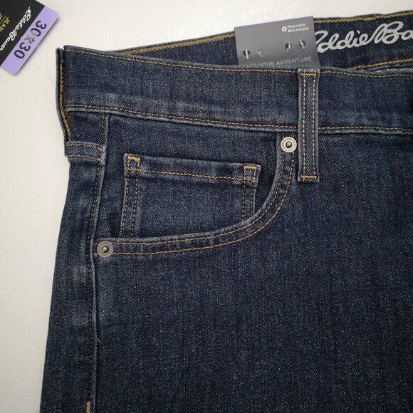 NWT Eddie Bauer Men's Size 30/30 Dark Wash Stretch Breathable Blue Jeans - Picture 12 of 15